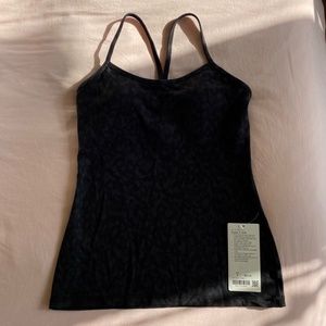 NWT Lululemon Power Y Tank *Luon (Black/Gray Leopard)